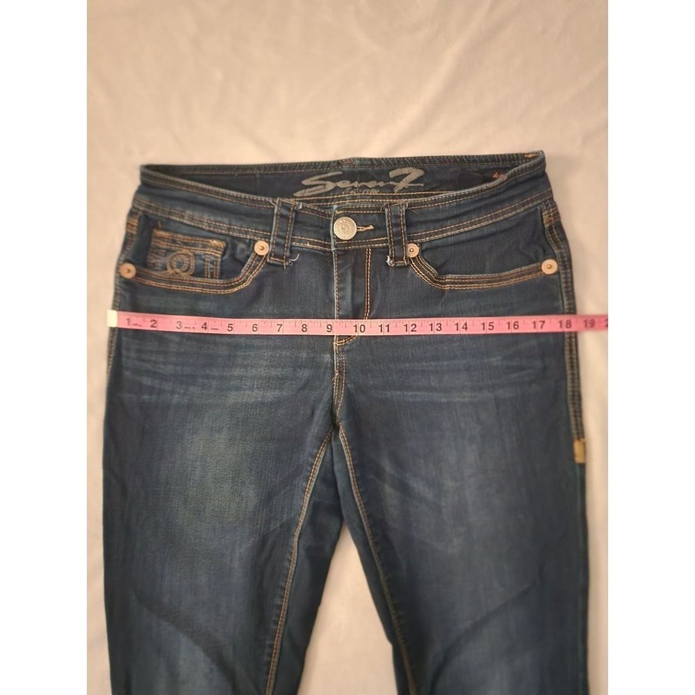 Seven7 Women's Dark Wash Mid Rise Cotton-Blend Skinny Jeans Size 10 - Picture 13 of 14